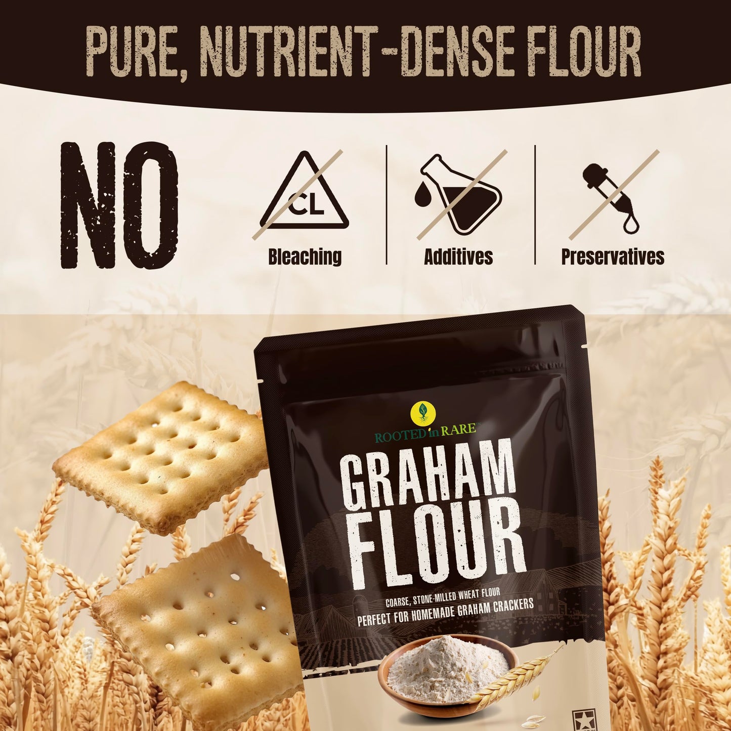 Graham Flour For Baking - 30 Ounce Bag - Product of USA - Stone Ground Whole Wheat Flour - Great for Homemade Graham Crackers or as Whole Wheat Bread