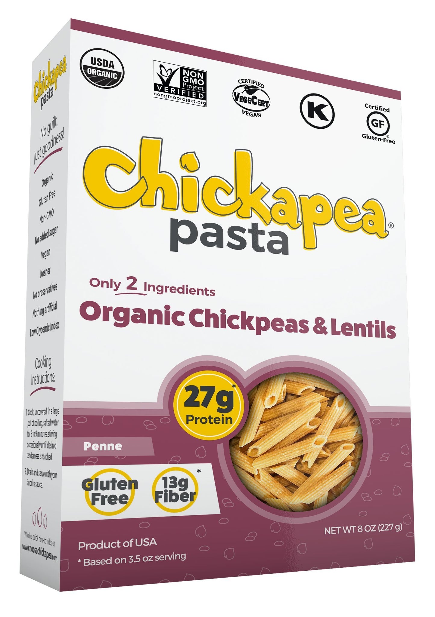 Chickapea Pasta, Pasta Penne Chickpea And Lentil, 8 Ounce