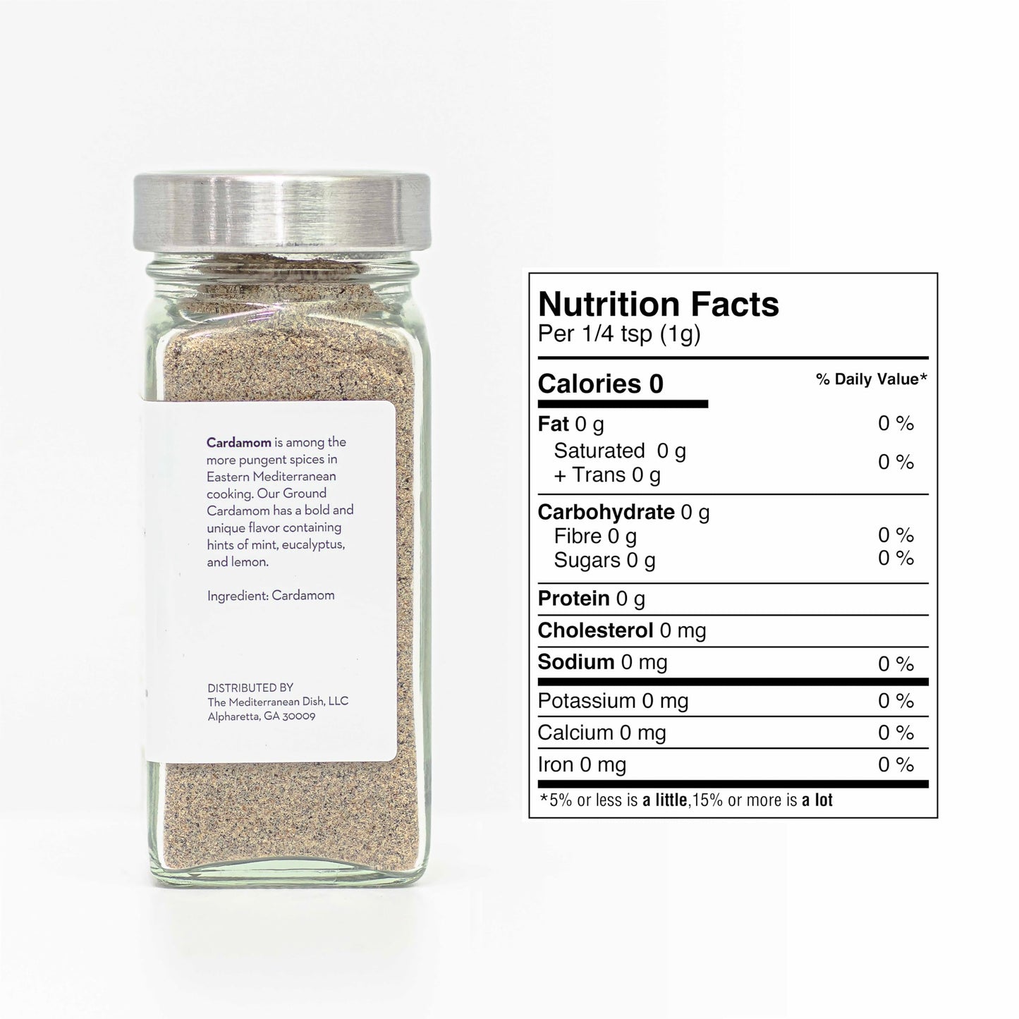 The Mediterranean Dish Cardamom Ground - Sweet, Pungent, Lemony Spice for Cooking and Baking - Gourmet Chef Essential - Rustic, Old World Spice - 1.6