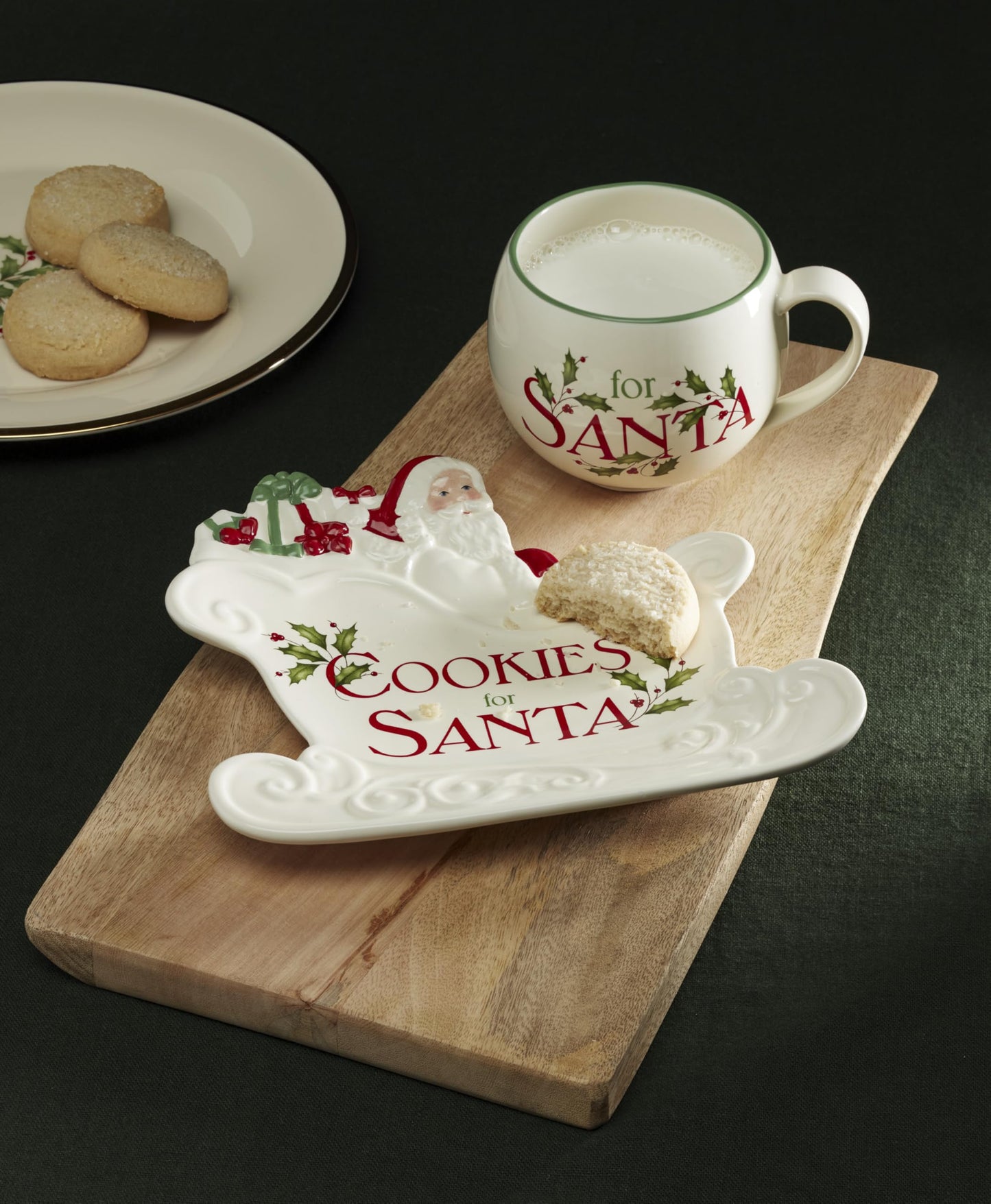 Lenox Serveware, Holiday Cookies & Milk for Santa 2-Piece Set, Service for 1, 11 Oz Cup, Porcelain, Dishwasher Safe, Christmas Cookie Plate & Coffee