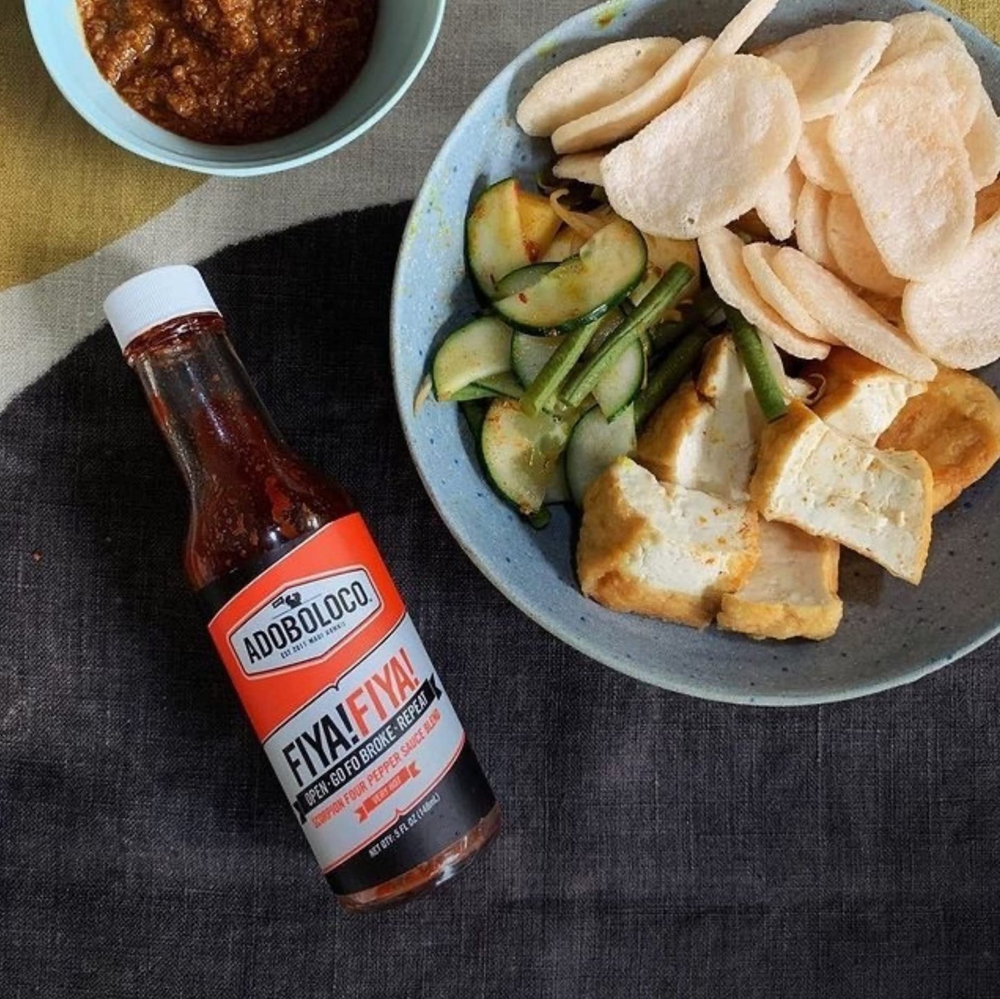 Adoboloco Hot Sauce FIYA! FIYA! (3-Pack) 5oz Sauce Extremely Hot Super Tasty Fiery Chili Pepper Sauce Blend