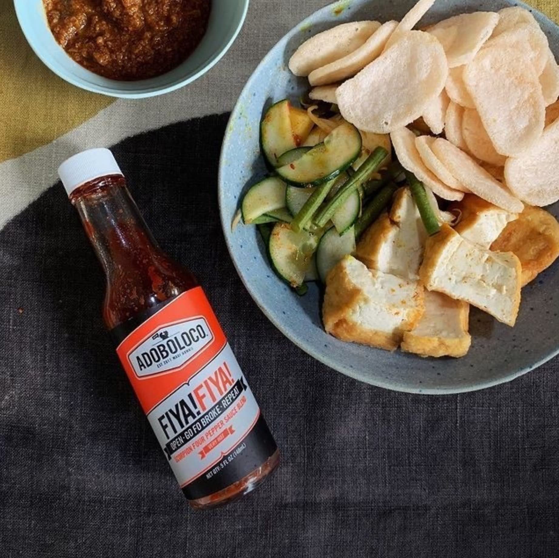 Adoboloco Hot Sauce FIYA! FIYA! (3-Pack) 5oz Sauce Extremely Hot Super Tasty Fiery Chili Pepper Sauce Blend