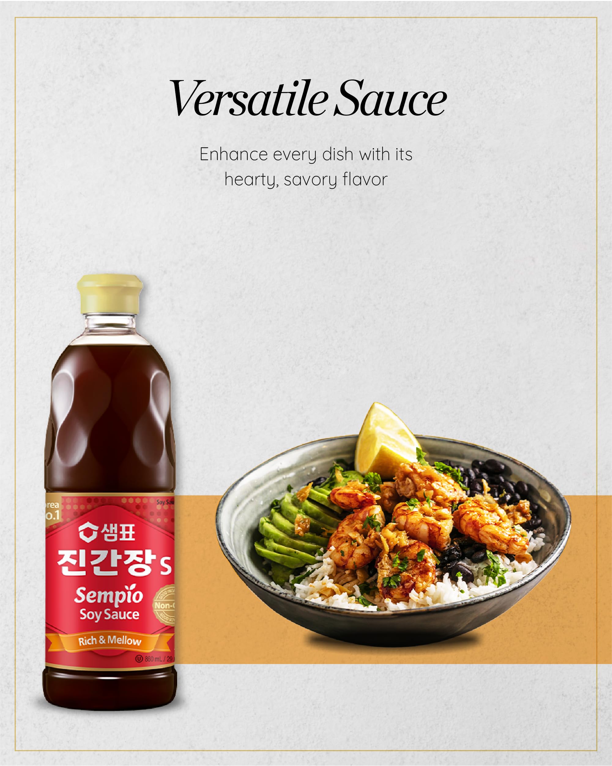 Sempio Authentic Korean Soy Sauce Jin S All Purpose - Robust Exotic Spice Flavor, Savory Sweet Aroma with Honey & Caramel Notes - Kosher, Vegan