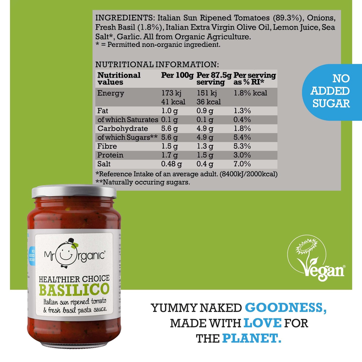 Mr Organic Basilico Pasta Sauce 350g