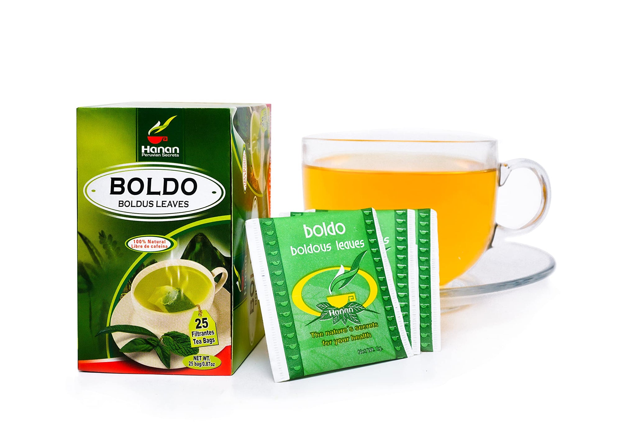 Hanan Peruvian Secrets Boldo Herbal Tea | 100% Natural Boldus | 25 Tea Bags | Naturally Acts as a Diuretic and Mild Laxative |Promotes Good Digestion