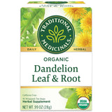 Traditional Medicinals Organic Dandelion Leaf & Root Herbal Tea, Supports Kidney Function & Healthy Digestion, (Pack of 2) - 32 Tea Bags Total