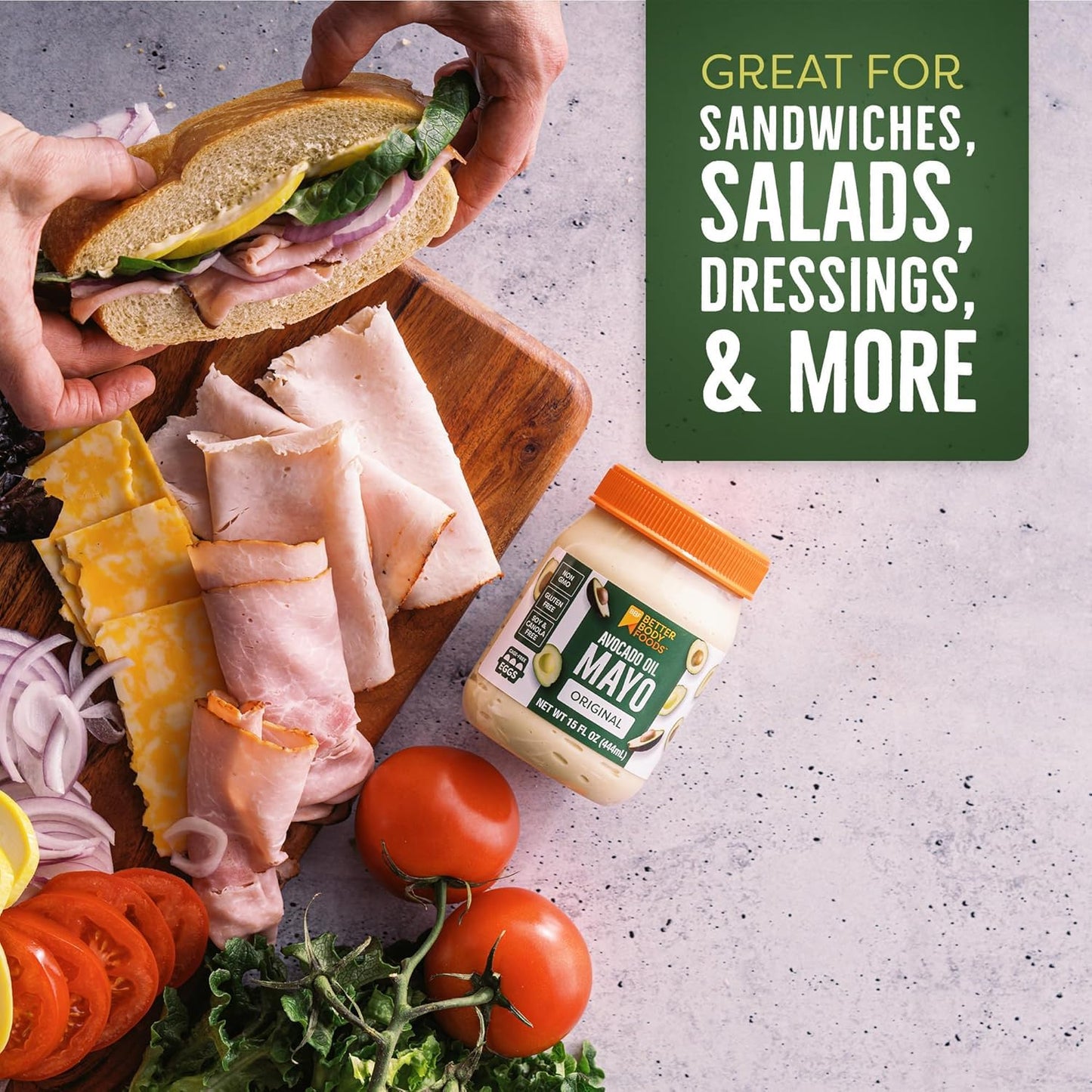BetterBody Foods Avocado Oil Mayonnaise, Non-GMO Mayo Spread Made with Cage-Free Eggs, Paleo (15 Ounces)