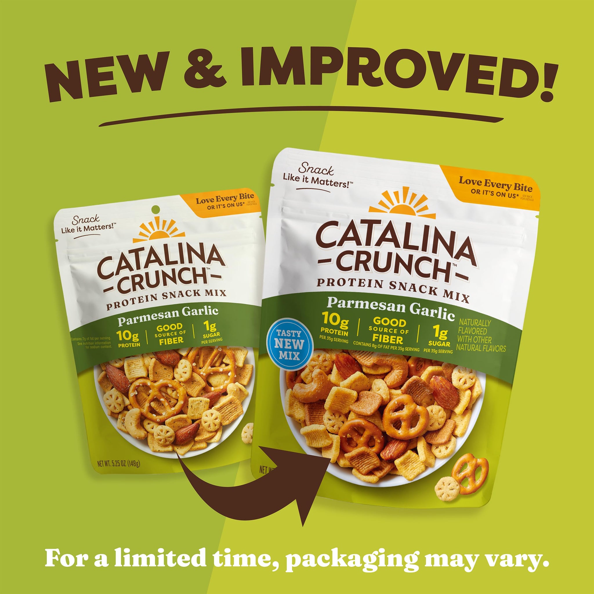 Catalina Crunch Protein Snack Mix - 10g Protein, 1g Sugar per Serving - Good Source of Fiber, Gluten Free - Parmesan Garlic, 5.25 Ounce Bag (Pack