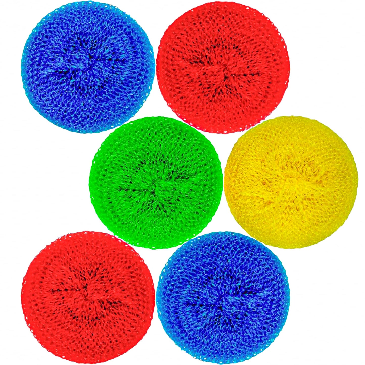DecorRack 6 Mesh Scourers, Premium Non-Scratch Plastic Scourers, Stain Removing Cleaning Scrubber, for Kitchen Garage Bathroom (Pack of 6)