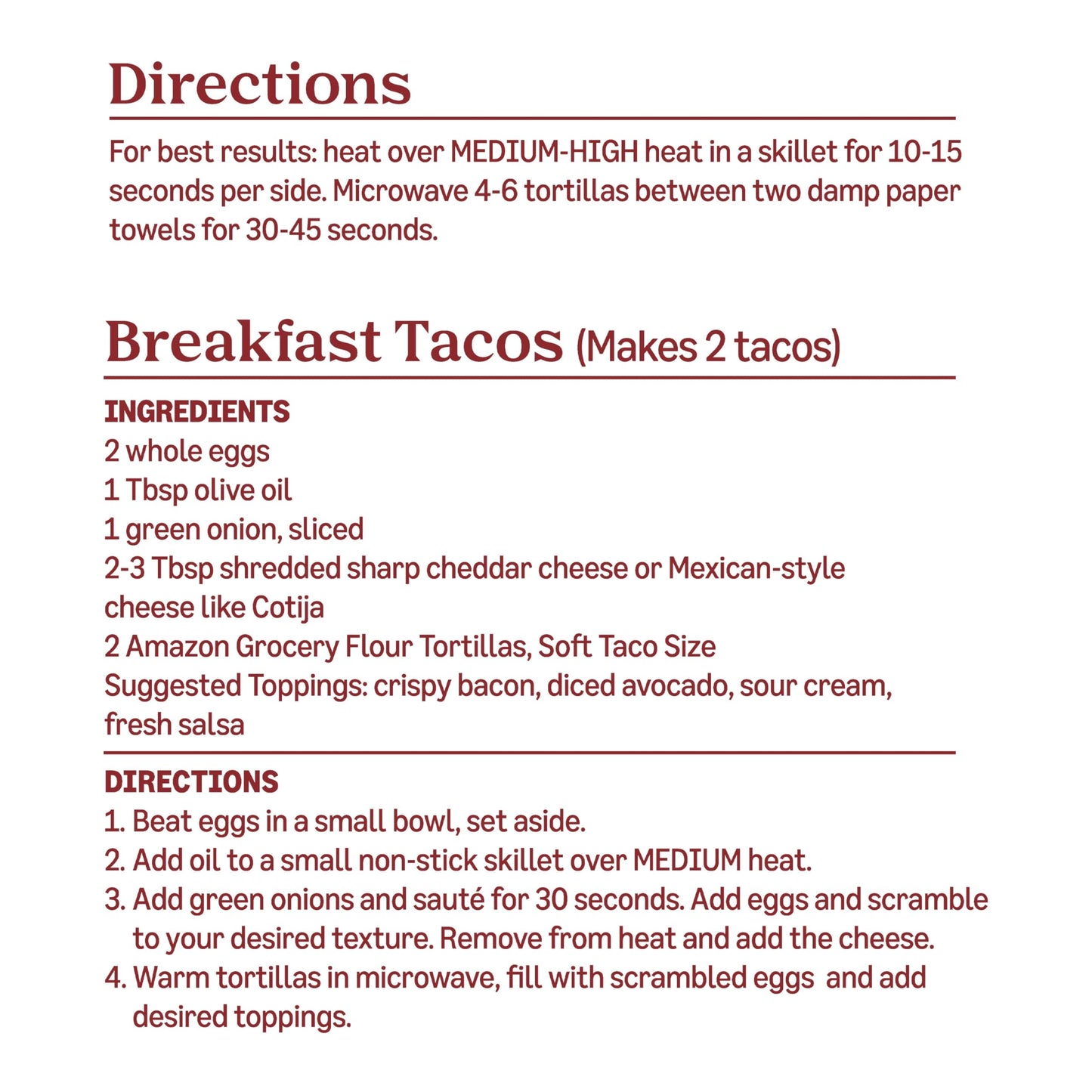 Amazon Grocery, Flour Tortillas, Burrito Size, 20 Oz, 8 Ct
