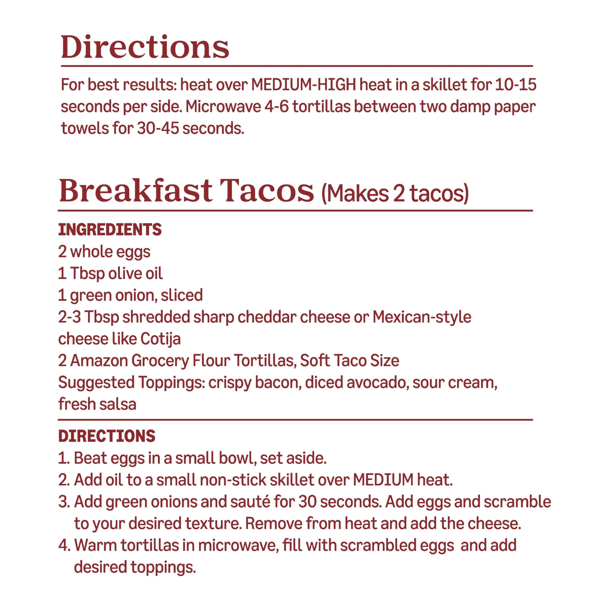 Amazon Grocery, Flour Tortillas, Burrito Size, 20 Oz, 8 Ct