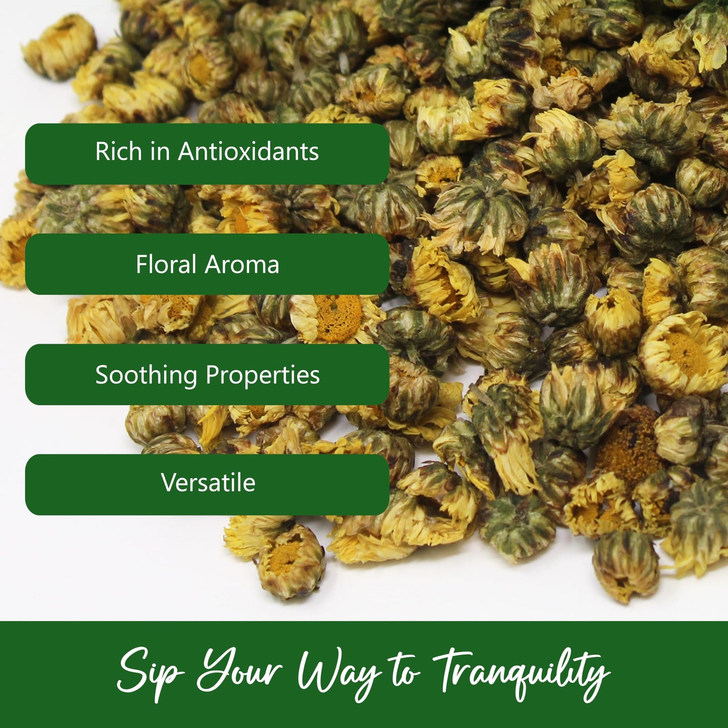 NPG Chrysanthemum Bud Tea 16 Oz, Premium Dried Chinese Tai Ju Flowers, Juhua Herbal Tea, Caffeine-Free, Non-GMO Loose Leaf with Floral Fragrance