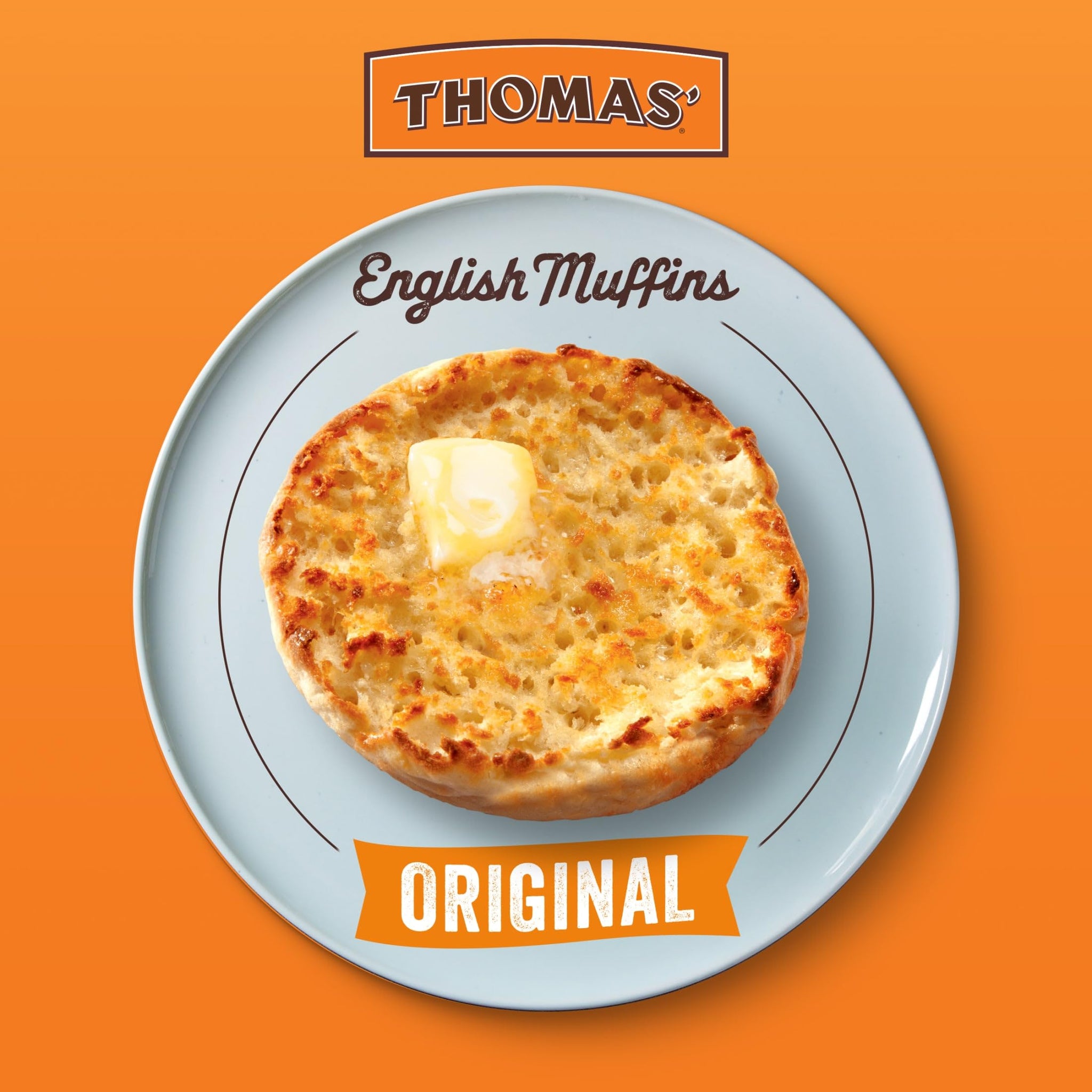 Thomas’ Original English Muffins, 6 Count, 13 Oz Package of English Muffins