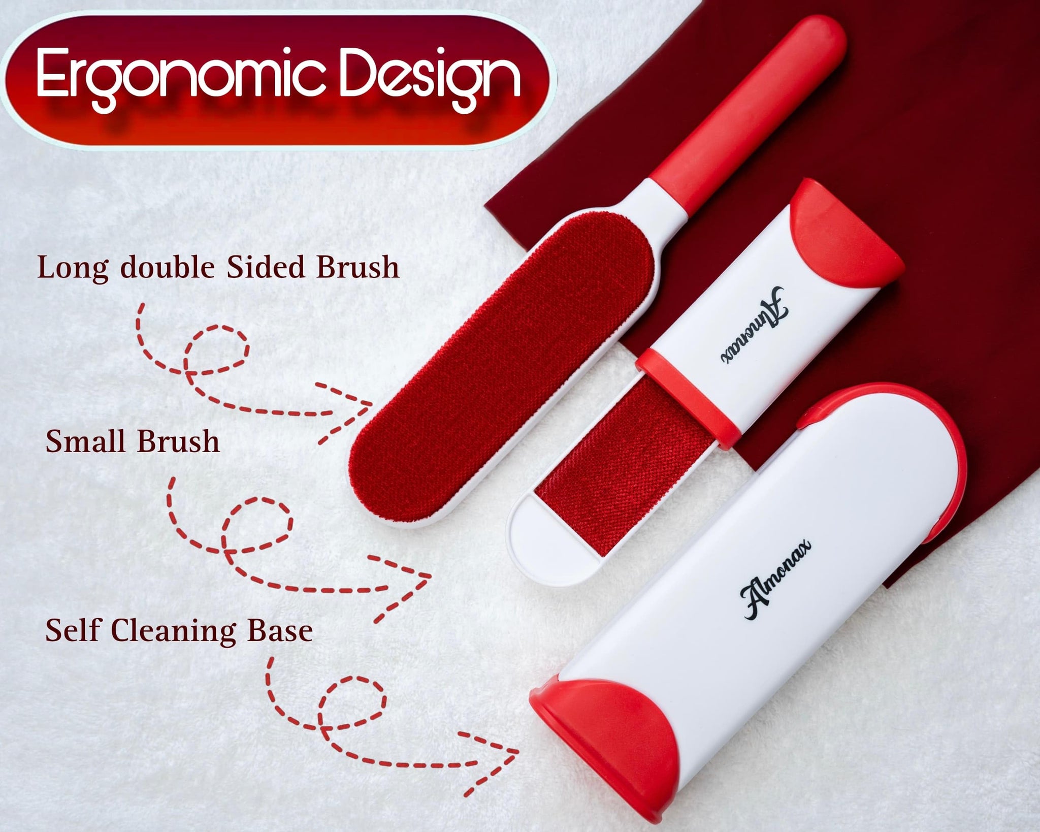 Almonax Pet Hair Removal Tool, Lint Remover Brush, Dog Hair Remover, Clothes, Couches, Furniture Lint Brush, Double-Sided Brush with Self-Cleaning