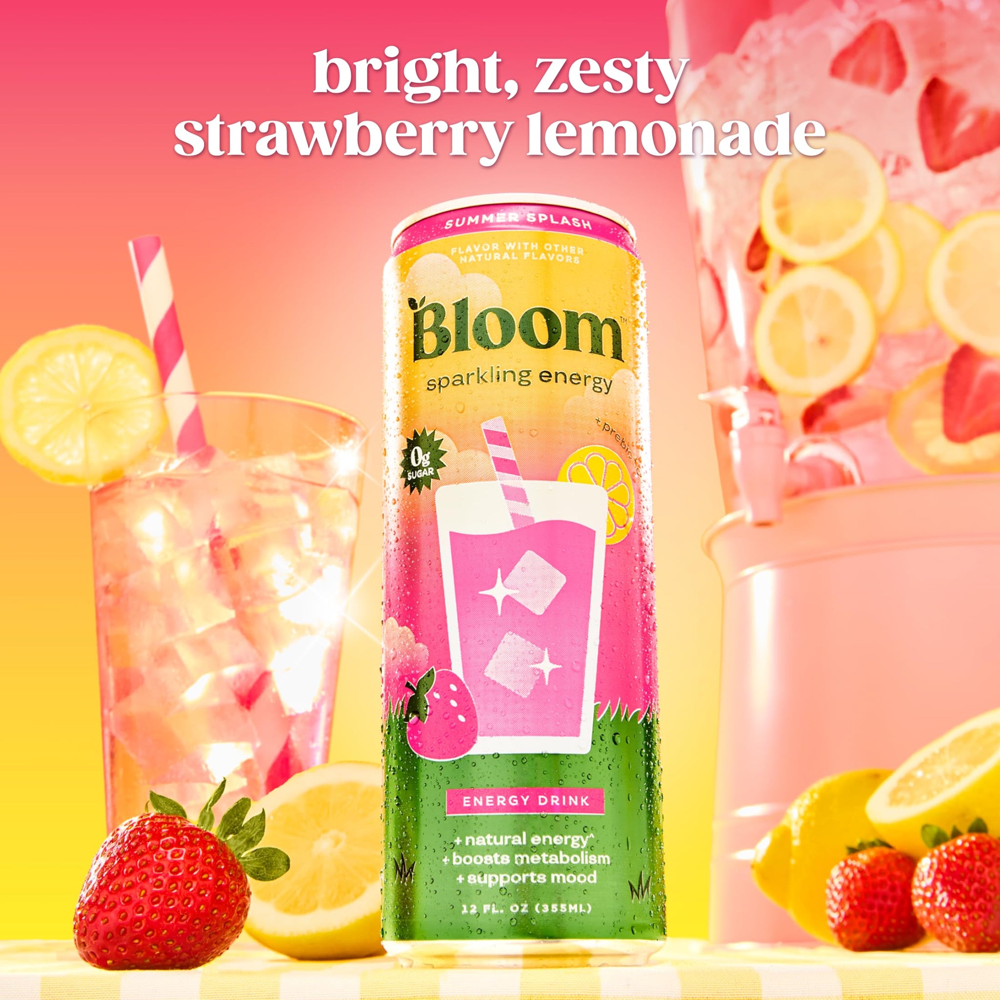 Bloom Nutrition Sparkling Energy Drink - Natural Caffeine, Zero Sugar, 180mg Caffeine - Antioxidant-Rich with Green Coffee Bean, Green Tea Extract