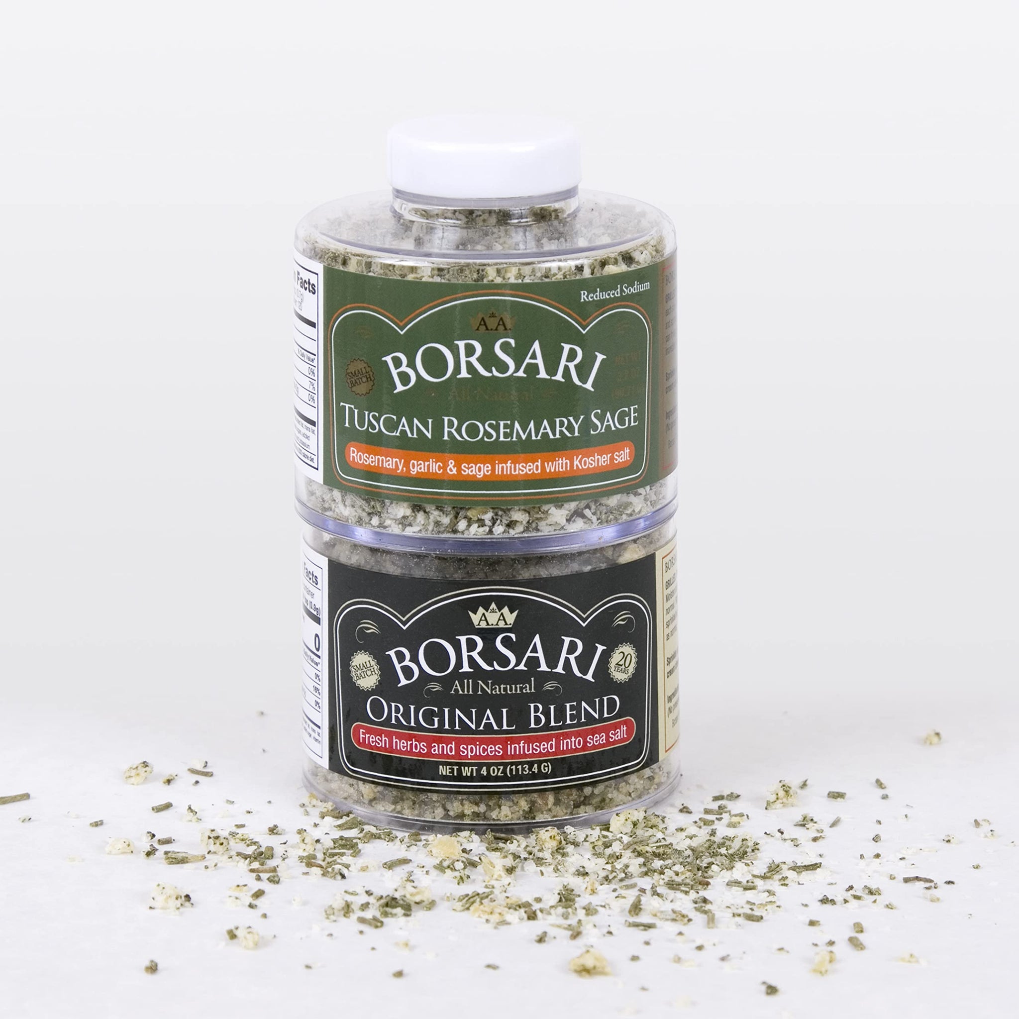 Borsari Original AND New Tuscan Rosemary Sage Seasoned Salt Blends - Gourmet Seasonings With Herbs and Spices - All Natural Seasoning for Cooking