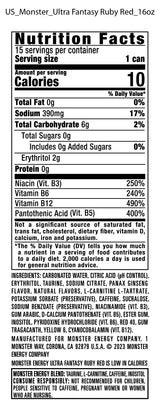 Monster Energy Ultra Fantasy Ruby Red, Sugar Free Energy Drink, 16 Ounce