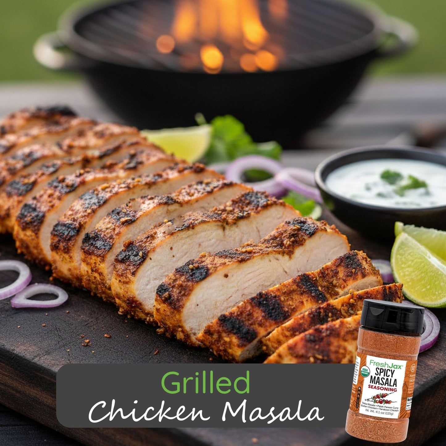 Organic Tikka Masala Seasoning, FreshJax Spicy Masala Indian Curry 4.1oz