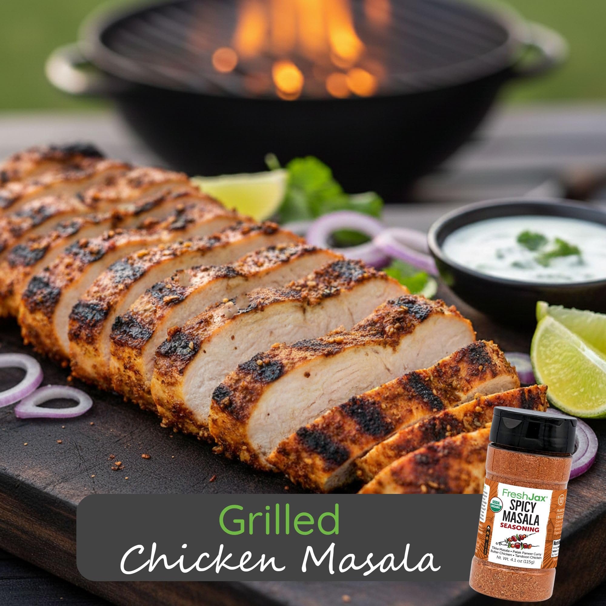Organic Tikka Masala Seasoning, FreshJax Spicy Masala Indian Curry 4.1oz