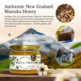 Bees & Trees Manuka Honey 550+ MGO - Raw, Pure New Zealand Monofloral Honey - Unpasteurized & Minimally Filtered - Ideal for Tea, Coffee, Dressings