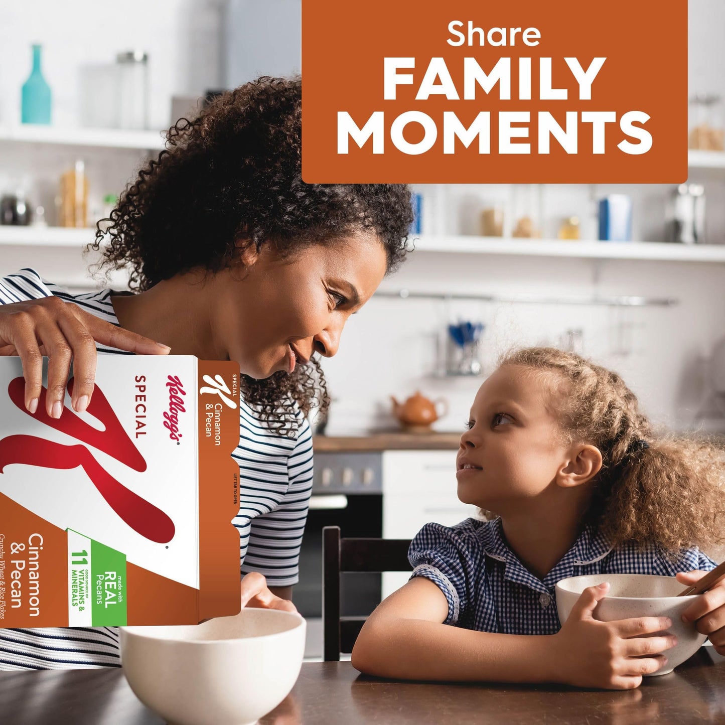 Special K Breakfast Cereal, 11 Vitamins and Minerals, Made with Real Pecans, Family Size, Cinnamon and Pecan, 18.4oz Box (1 Box)
