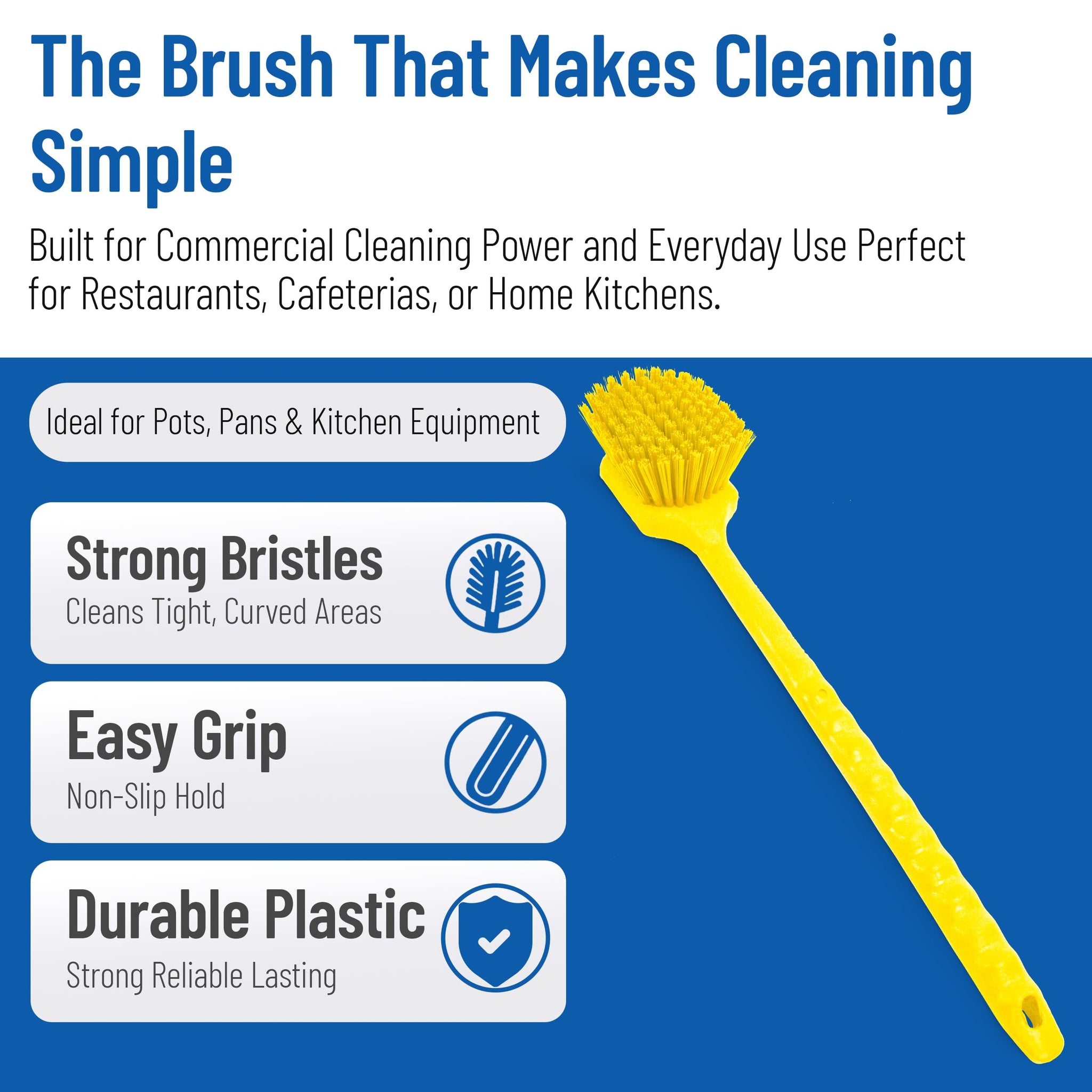 SPARTA 20" Floater Scrub Brush with Long Handle, Oil-Resistant Polyester Bristles, Multiple Trim Angles, Foam-Injected Polymer Block, Commercial