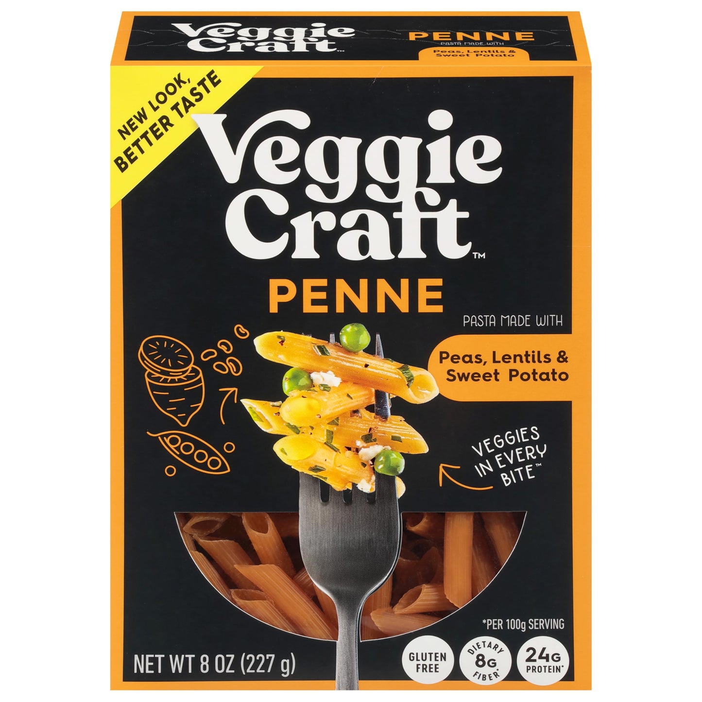 Veggiecraft Farms Penne Pasta - Low Carb Pasta, High Protein, Made with Sweet Potato, Lentil & Peas, Gluten Free, Plant Based Pasta Noodles, High
