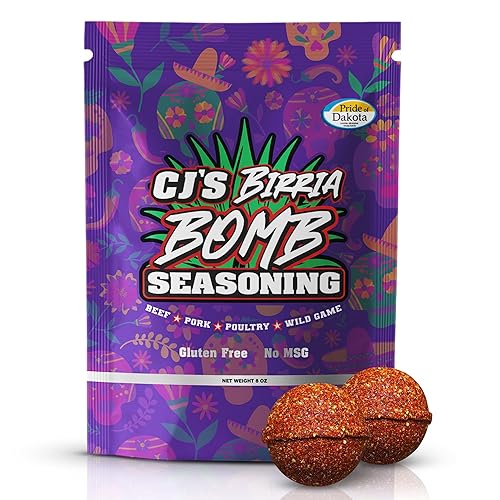 CJ’s Birria Bomb Seasoning - 2 Bombs in 8 oz Pack, MSG-Free | Authentic Mexican Spice Mix with Real Chiles & Herbs | Perfect for Birria Tacos, Ramen