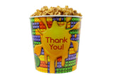 Signature Popcorn - 1-gallon Thank You! Reusable Plastic Tin - Dark Chocolate Sea-Salted Caramel Popcorn
