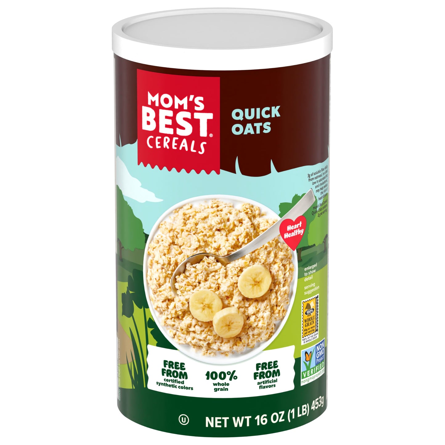 Mom's Best Quick Oats, Hot Cereal Made with Whole Grains, 16 OZ Canister