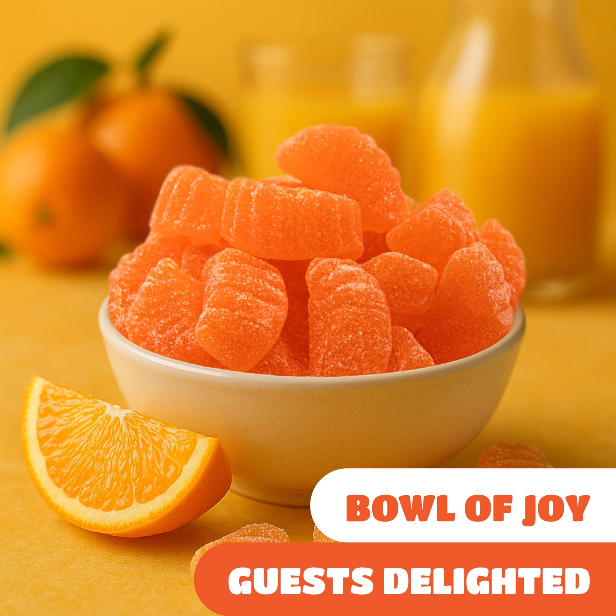 Orange Slices - 2 Pound Pack (65 Count) - Jelly Candy - Naturally Flavored Fruit Slices - Gelatin Free Chewy Candies for Buffets, Snacking and Gifting