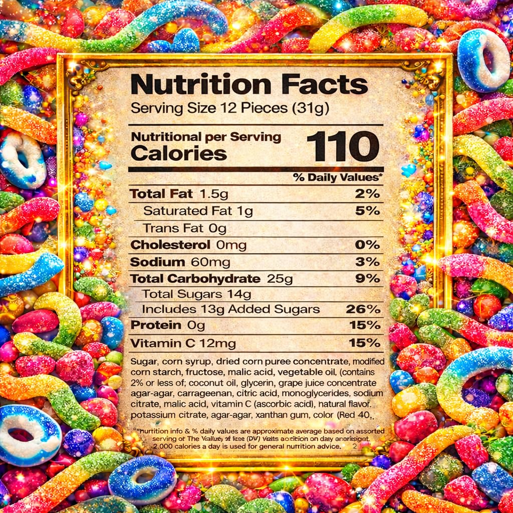 Sour Gummy Candy Fun Mix | 1 LB Bulk Value | Belts, Peach Rings, Wedges, Worms, Bears - Party Favors, On the Go Package - Assorted Mix Bulk