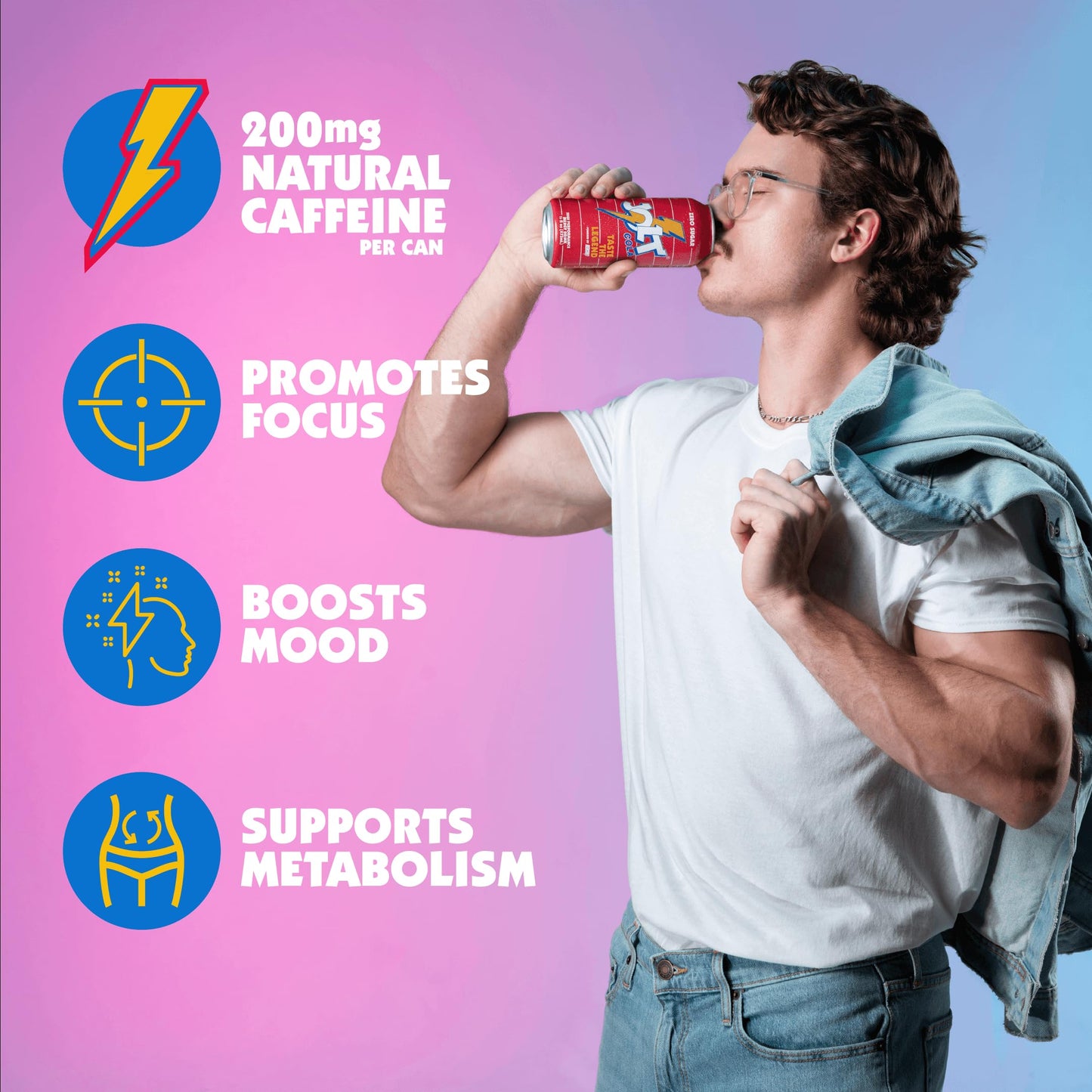 JOLT Cola Energy Drink - 200mg Caffeine, Zero Sugar, 16oz Can - Classic 80s Flavor, Nootropics, B-Vitamins, Metabolism Boost - Performance Energy