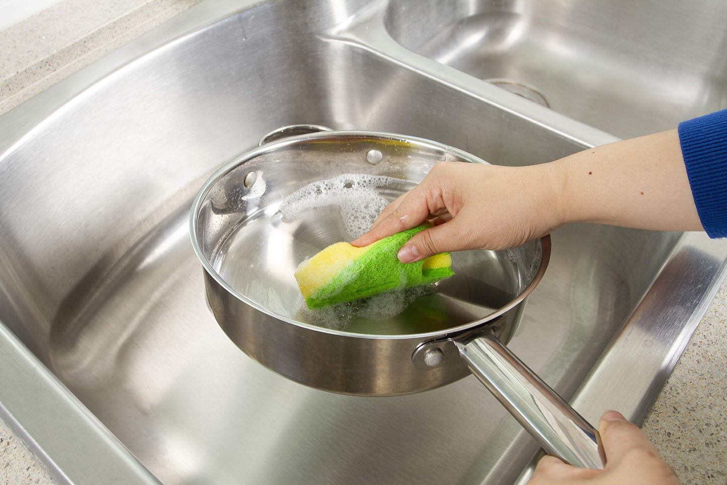 Evriholder Quick Dry Kitchen Sponges, Dual-Sided, Leaf Design for Scrubbing Dishes and Pots, Hangs from Sink Faucet to Dry, Helpful Silverware