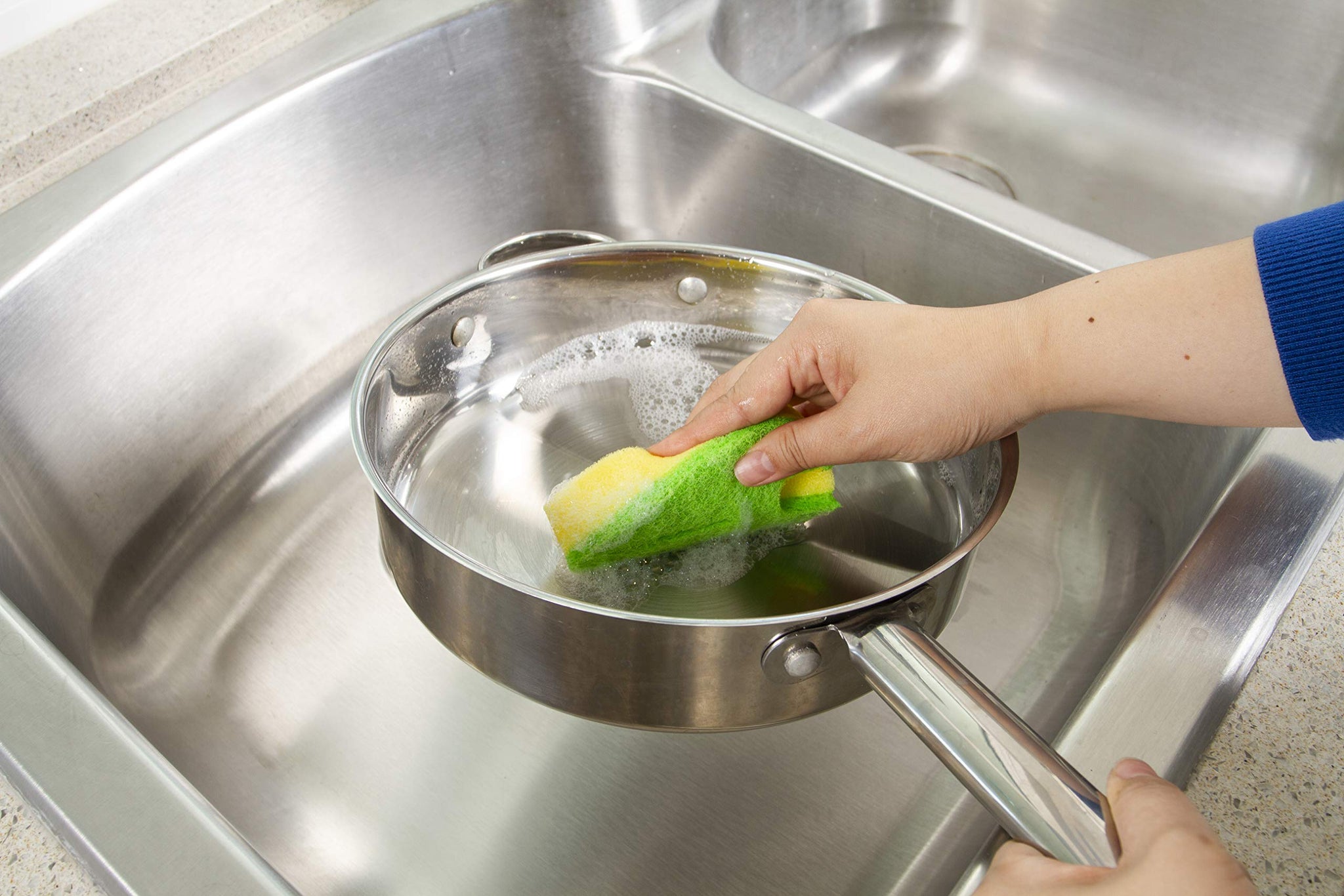 Evriholder Quick Dry Kitchen Sponges, Dual-Sided, Leaf Design for Scrubbing Dishes and Pots, Hangs from Sink Faucet to Dry, Helpful Silverware