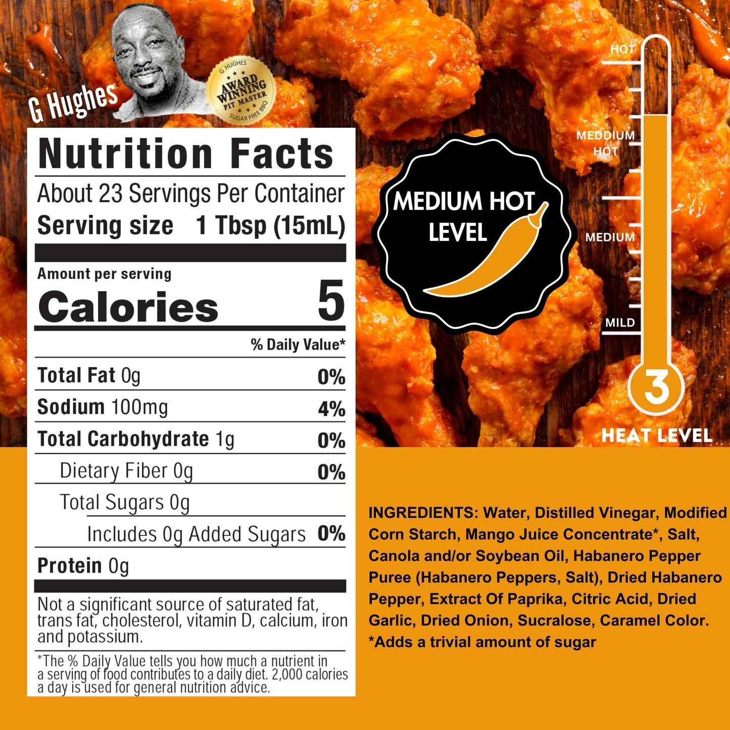G Hughes Sugar Free, Mango Habanero Wing Sauce - 12 Oz (3-Pack)