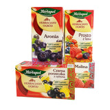 Herbapol Herbal Fruit Infused Tea (Variety Pack) Raspberry, Forest Fruit, Black Currant with Lemon & Aronia Tea Natural Flavor - 20 Silk Tea Bags Each