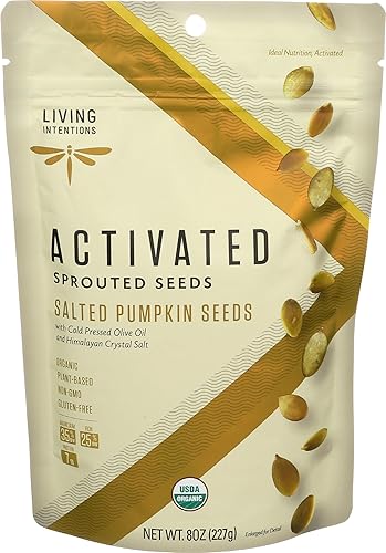 Living Intentions Organic Sprouted Pumpkin Seeds: Salted - NonGMO - Gluten Free - Vegan -Kosher - Paleo - 8 Ounce Unit