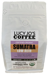Lucy Jo's Coffee, Organic Sumatra, Low Acid, Dark Roast, Ground, 11 oz.