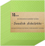 Swedish Dishcloths Cellulose Sponge Cloths for Kitchen, 10 Pack of Eco-Friendly No Odor Reusable Absorbent Quick Dry Dish Rag Cloth, Cleaning Towels