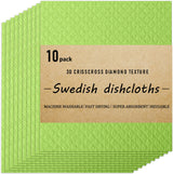 Swedish Dishcloths Cellulose Sponge Cloths for Kitchen, 10 Pack of Eco-Friendly No Odor Reusable Absorbent Quick Dry Dish Rag Cloth, Cleaning Towels