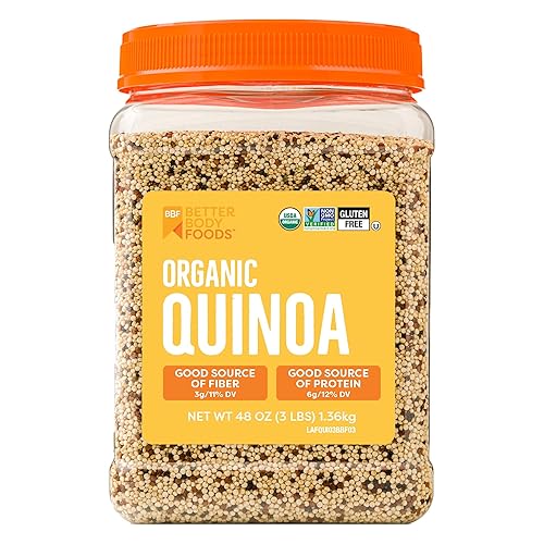 BetterBody Foods Organic Quinoa, Vegan, Gluten Free, Low Glycemic Rice Replacement, 3 Lb