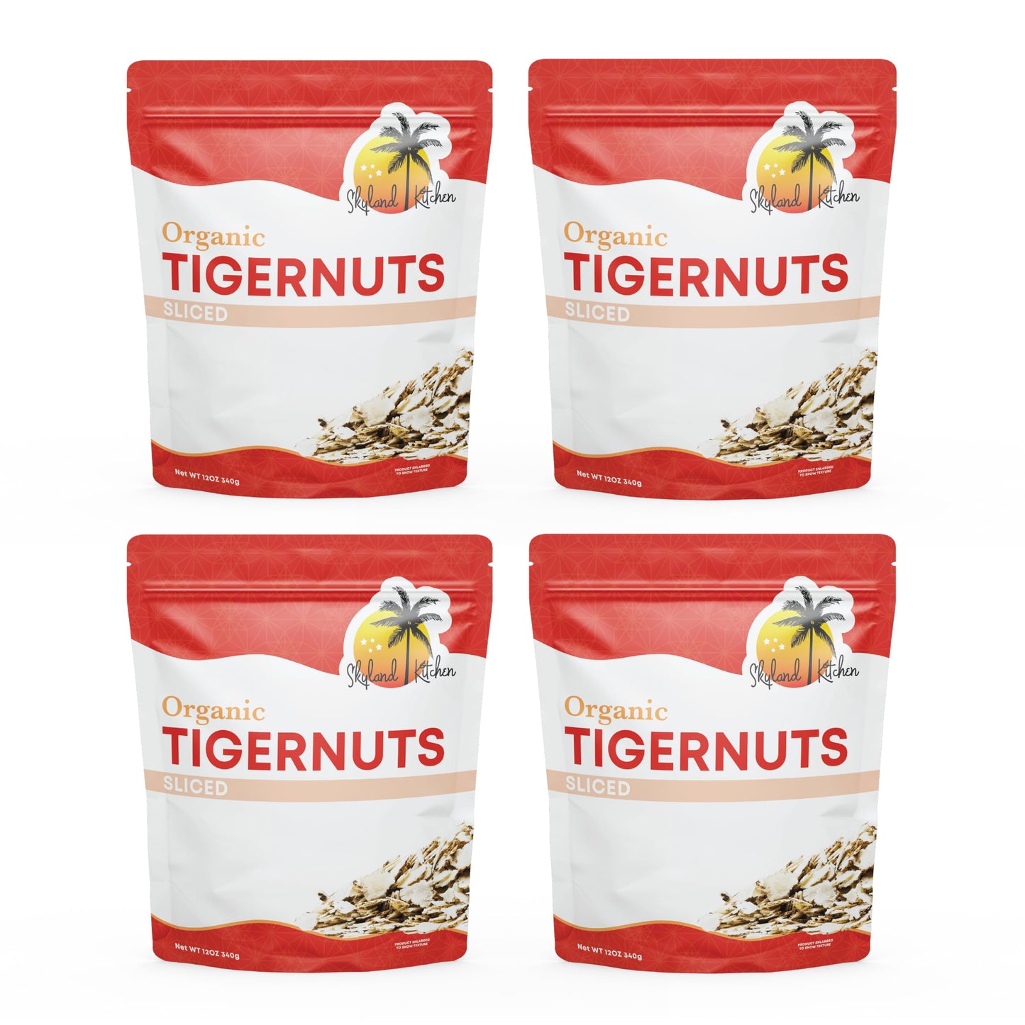 Skyland Kitchen Organic Sliced Tigernuts, Nut-Free, Raw Snack, Gluten-Free, Vegan, Paleo Friendly, High Fiber, Non-GMO 4 x 12oz (Pack of 4)