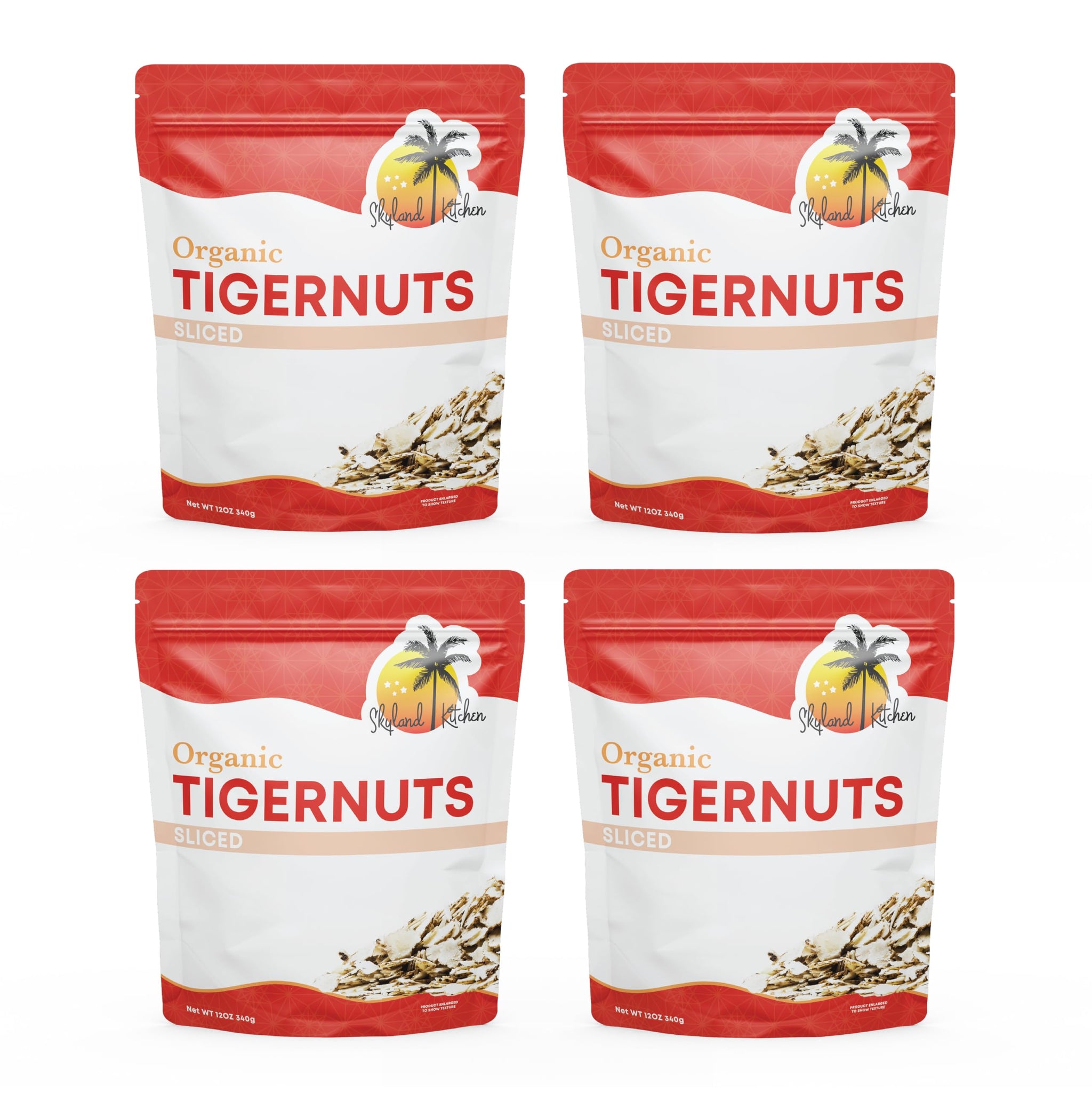Skyland Kitchen Organic Sliced Tigernuts, Nut-Free, Raw Snack, Gluten-Free, Vegan, Paleo Friendly, High Fiber, Non-GMO 4 x 12oz (Pack of 4)