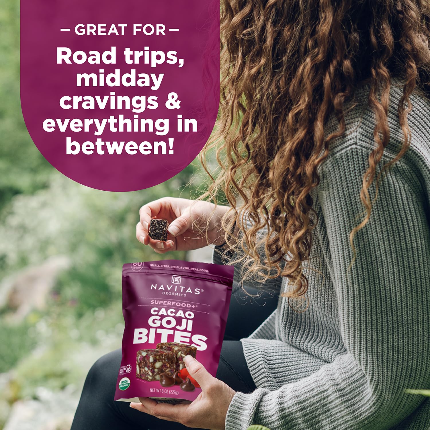 Navitas Organics Cacao Goji Superfood+ BITES - Power Snacks - All Natural Plant Based - Clean Energy & Nutrition - USDA Organic, Non GMO, Gluten Free