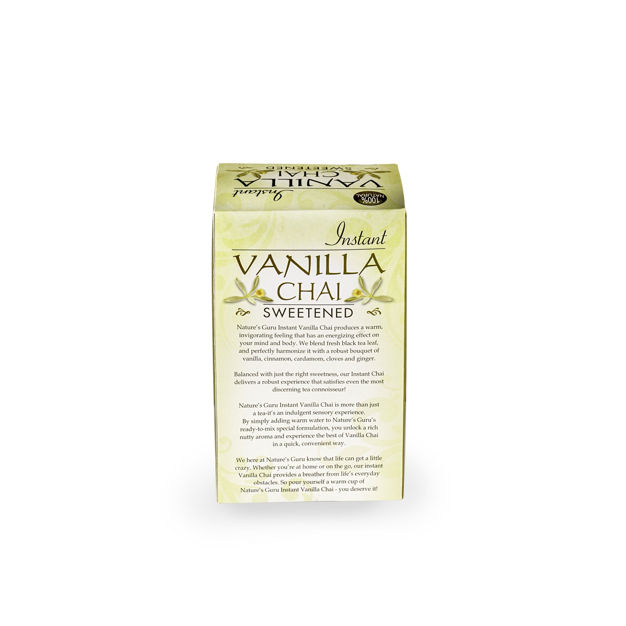 Nature's Guru Instant Vanilla Chai Tea Drink Mix Sweetened, 10 Count (Pack of 1) Single Serve On-the-Go Drink Packets