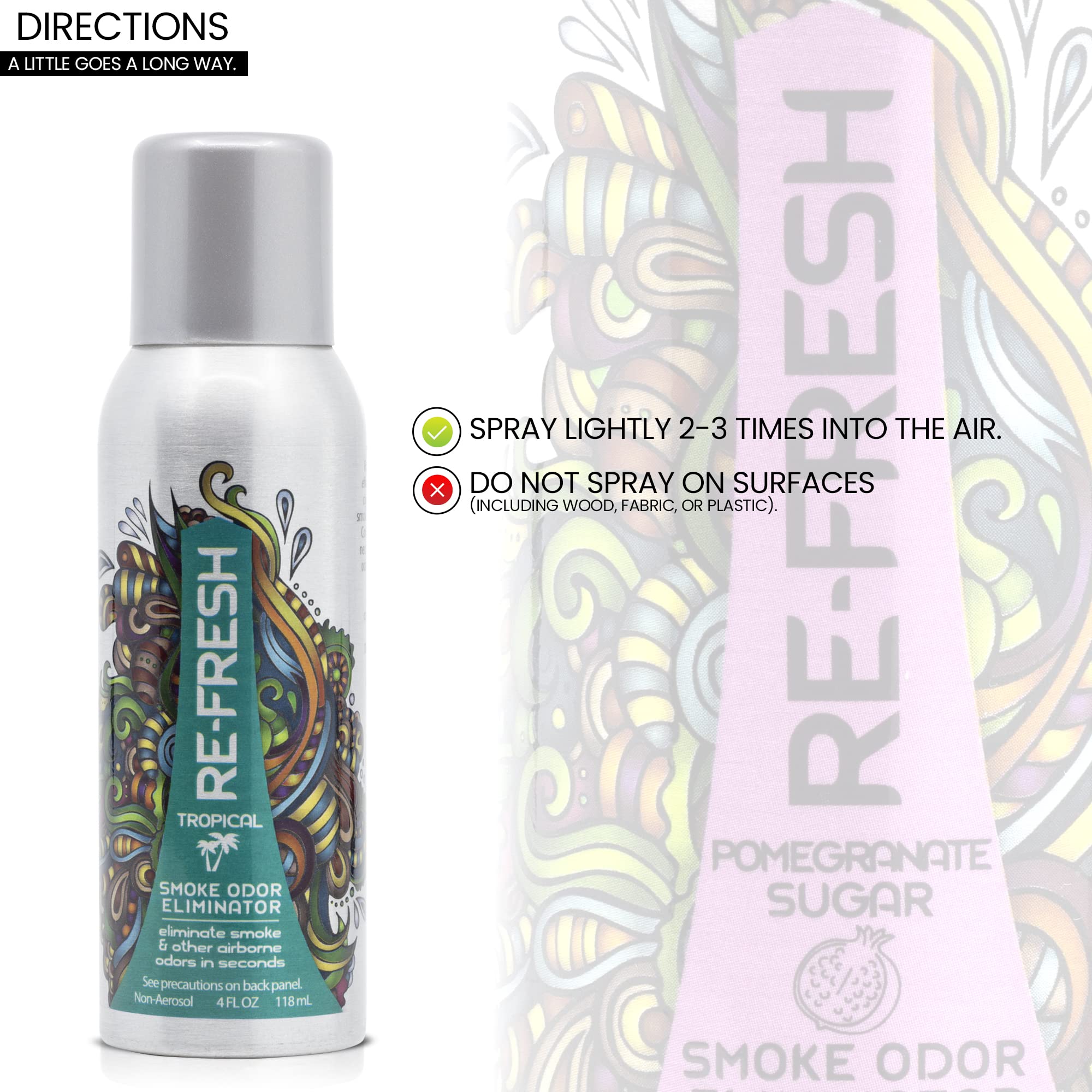 Re - Fresh Smoke Odor Eliminator - 4oz Professional Air Freshener Spray - Quick and Effective Odor Eliminator for Strong Odor - Room Deodorizer