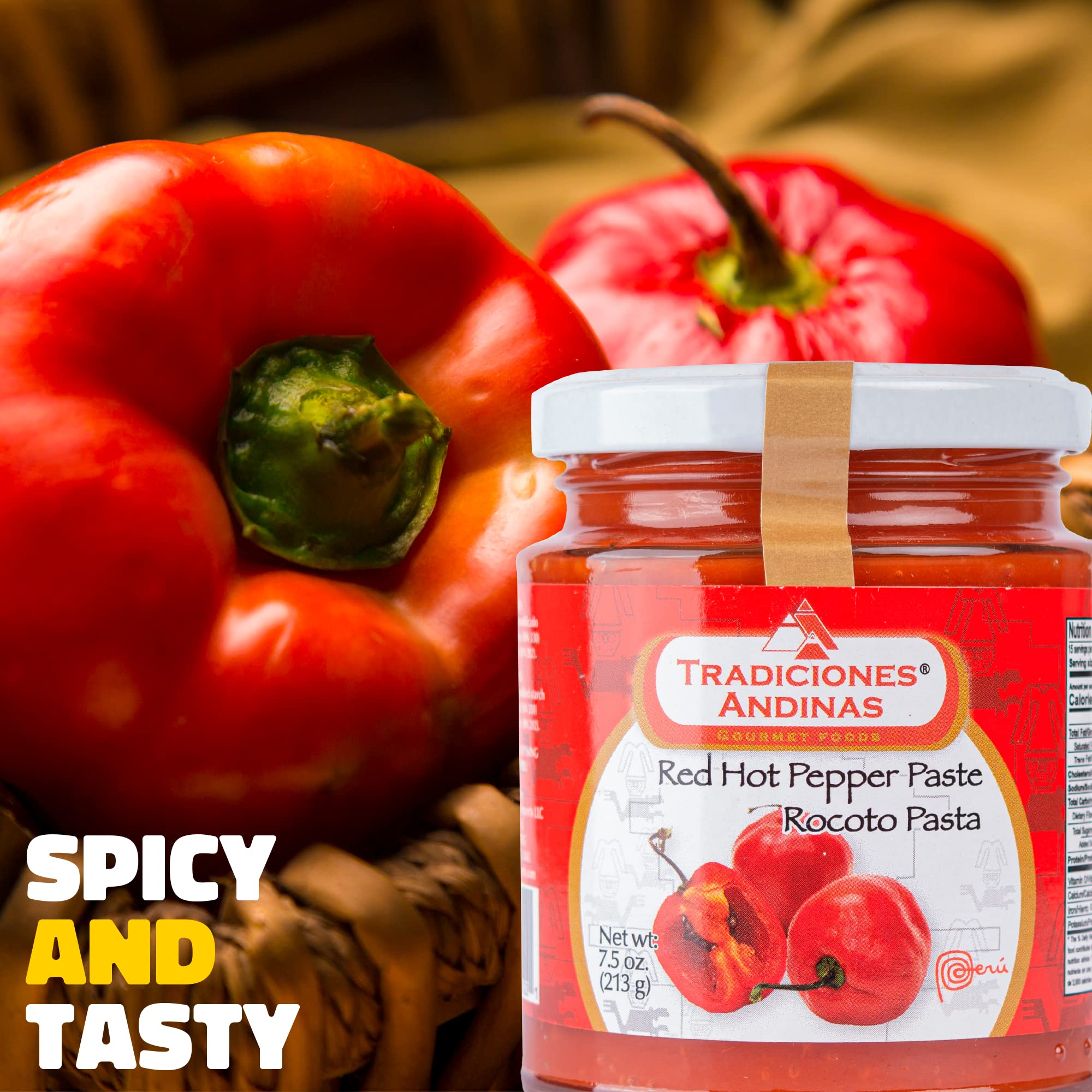 Tradiciones Andinas Red Hot Pepper Paste 7.5 oz - Pasta de Ají de Rocoto Picante, Chili Paste, Peruvian products, Chile Hot Sauce, Spicy Peppers