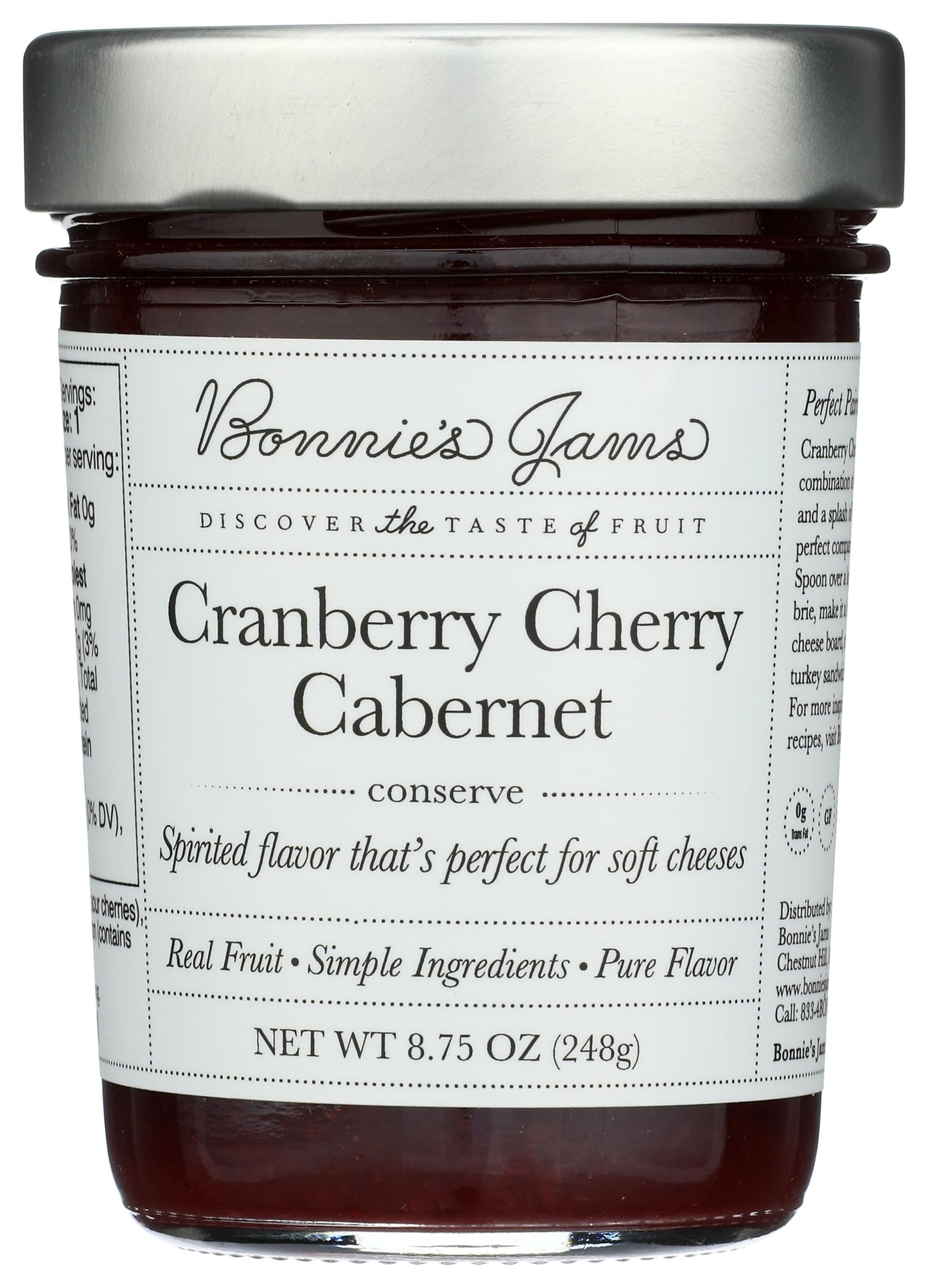 BONNIES JAMS Jam Cranberry Cherry Cabernet, 8.75 OZ
