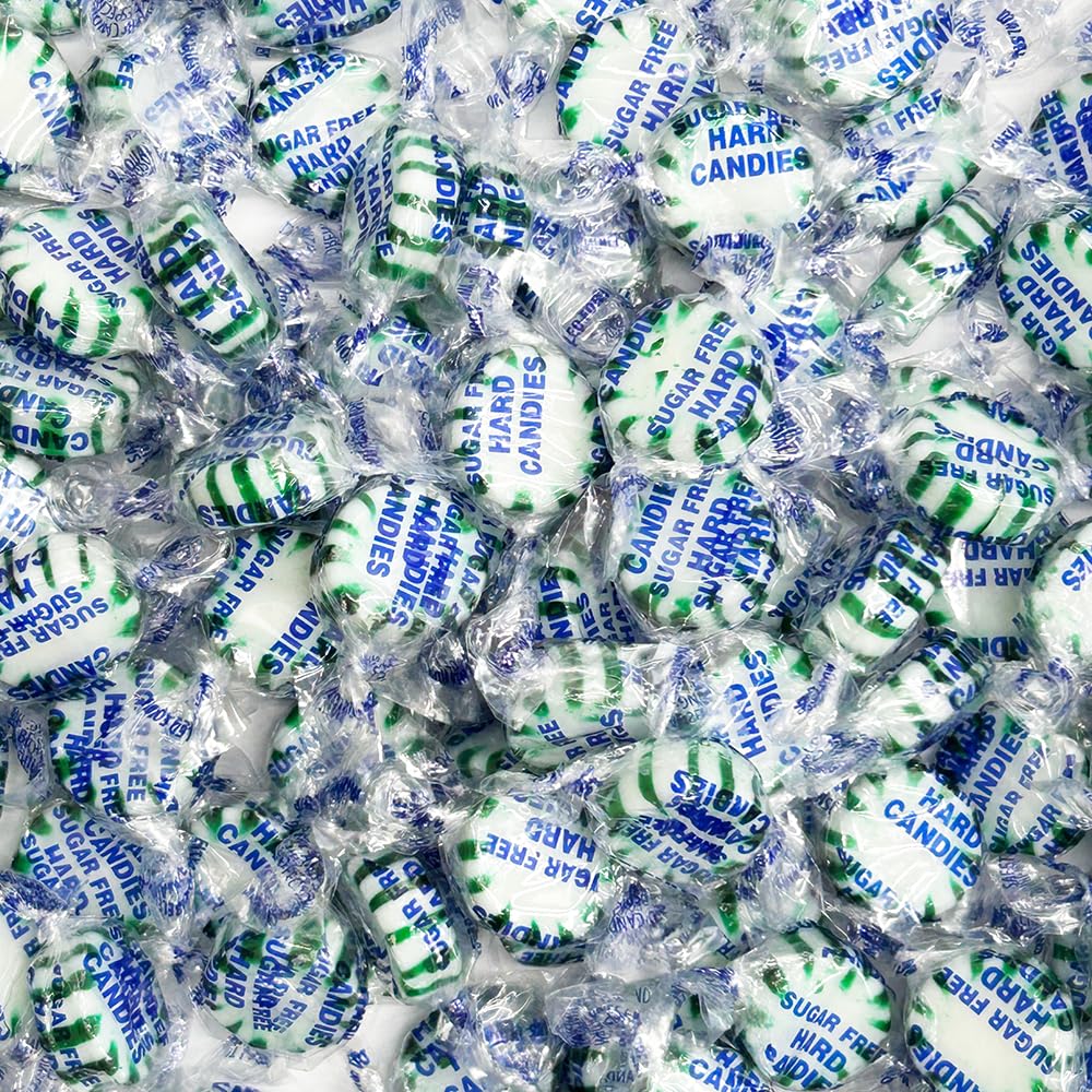 Sugar Free Starlight Spearmint Hard Candy 1 Pound - Approx. 75 Individually Wrapped Starlight Mint Discs Hard Candy For Snacks & Treats - Taboom Candy